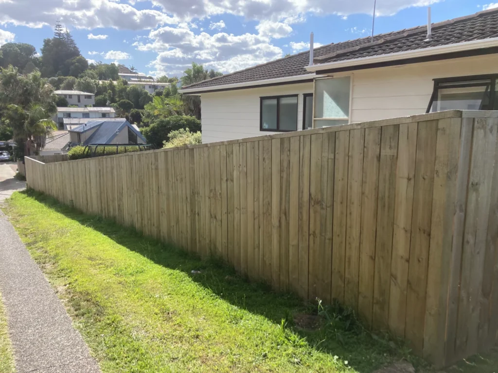 Timber paling fence running along the boundary of a Tauranga home